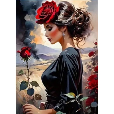 Norimpex - Puzzle Diamant painting: Woman with a rose 30x40cm - 1 - 39 piese