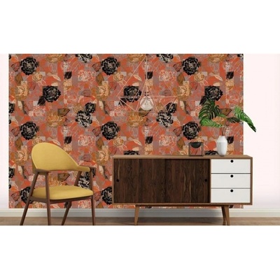 DIMEX ART Луксозна флизелинова тапета оранжев флорален пачуърк