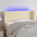 vidaXL LED горна табла за легло, кремава, 93x16x78/88 см, плат (3122943)