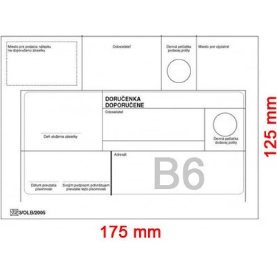 Obálky B6 doporučene 125x175 mm 1000 ks