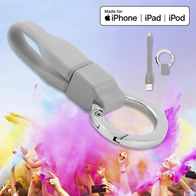 4smarts USB Кабел Ключодържател за iPhone и iPad (къс), 4SMARTS Lightning Keyring 0.1m, Сив (4S468758)