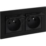 Legrand - Двойна външна контактна розетка 250V/16A NILOE STEP IP44 черна (LR0035A)