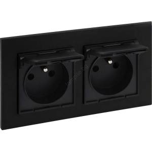 Legrand - Двойна външна контактна розетка 250V/16A NILOE STEP IP44 черна (LR0035A)