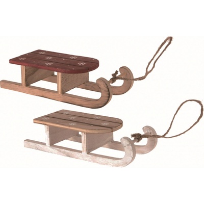 Dřevěná vánoční dekorace Sáně-červené 8x6x21,5 cm Varianta: prirodni