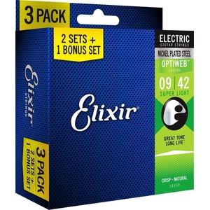 Elixir 16550 OPTIWEB Coating Super Light 9-42 3-PACK Струни за електрическа китара (16550)