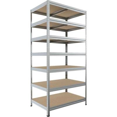Biedrax Regál do sklepa 35 x 90 x 270 cm, pozink, 7 polic MDF, nosnost 200 kg na polici