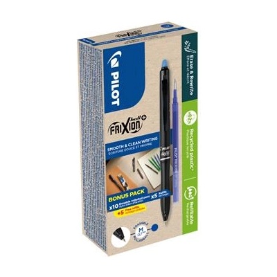 Pilot Химикалка с ролер, 0, 35 мм, изтриваема, с бутон, PILOT "Frixion Ball Plus", синя + вложка BLRT-GREENPACK-FBP-L (BLRT-GREENPACK-FBP-L)