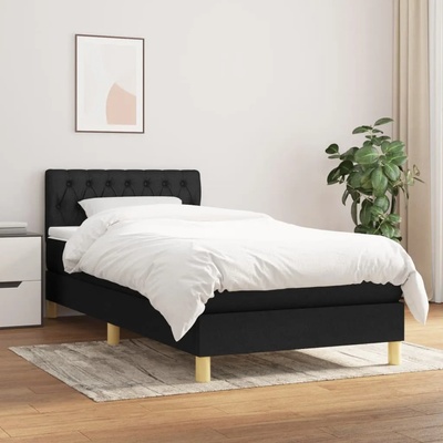 vidaXL Боксспринг легло с матрак, черно, 90x200 см, плат (3140827)