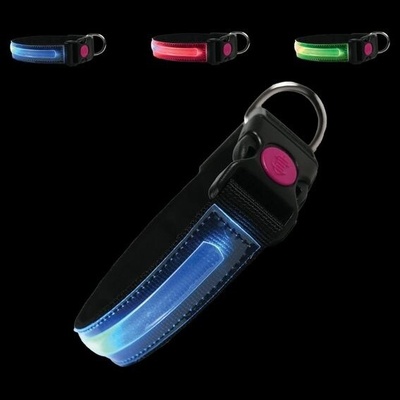 PETTY LED obojek pro psy dobíjecí USB obojek s přezkou a bezpečnostním tlačítkem