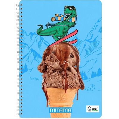 MITAMA Spirálový sešit Fantasy colours A4 čtverečkovaný dino