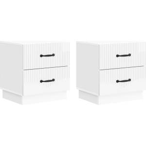 vidaXL Нощен шкаф 2 бр. Бял гланц 43 x 34, 5 x 44, 5 см (895224)