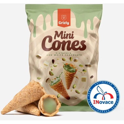 Grizly Mini kornoutky pistácie a bílá čokoláda 150 g