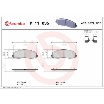 BREMBO Súprava brzdových doštičiek P 11 035