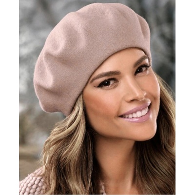 TONAK Starorůžový vlněný baret FLORA 100% vlna WOOLMARK
