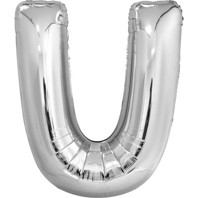 Amscan Písmeno U stříbrné foliový balónek 86 cm