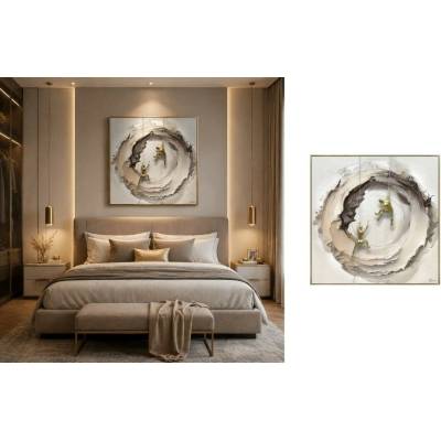 V kruhu úspechu – Dizajnový 3D obraz abstraktný s visiacim lankom – 100 × 100 cm