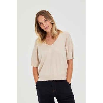 Moodo Суитшърт с къси ръкави бежов Moodo Moodo | Bezhov | ЖЕНИ | XS