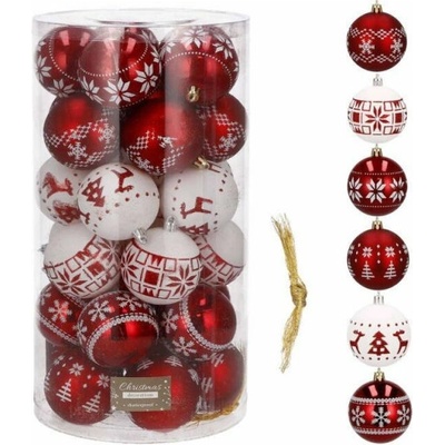 SPRINGOS Vianočné banky červeno-bielej mix 5cm sada 30ks