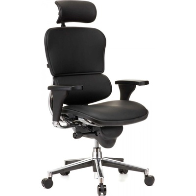 Antares Работен стол Antares ERGOHUMAN LE, до 150кг, естествена кожа, синхронен механизъм, коригиране на височината и дълбочината, заключване в позиция, ергономичен, черен (ERGOHUMAN-LE)