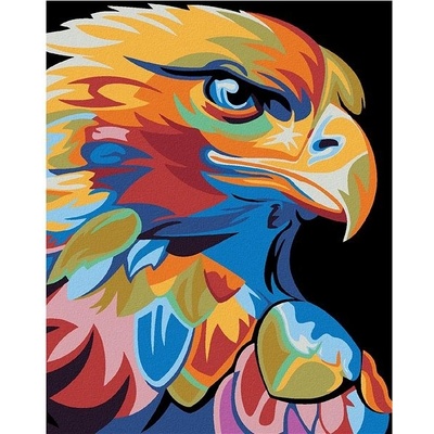 zuty Malování podle čísel Barevný orel 80 x 100 cm vypnuté plátno na rám