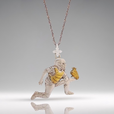 Бейзбол - Мъжки спортен медальон за бейзболист от сребро 925 с частично позлатено покритие - Ръчно изработено бижу талисман - Идеален подарък за спортисти, треньори и фенове - ssj