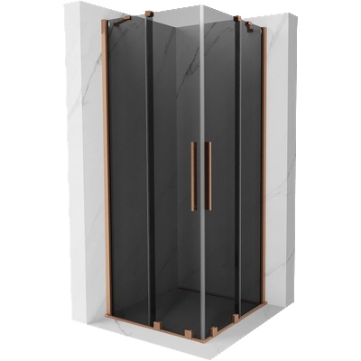 Mexen Velar Duo плъзгаща се душ кабина 100 x 100 cm, графит, четкан мед - 871-100-100-42-65 (871-100-100-42-65)