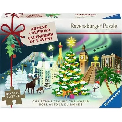 Adventný kalendár s puzzle, 24 x 54 dielikov Ravensburger