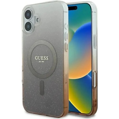 GUESS Калъф Guess IML Glitter Gradient MagSafe за iPhone 16 - кафяв (3666339301408)