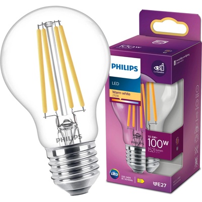 Philips LED žiarovka 1x10,5W E27 1521lm 2700K teplá biela, číra, EyeComfort