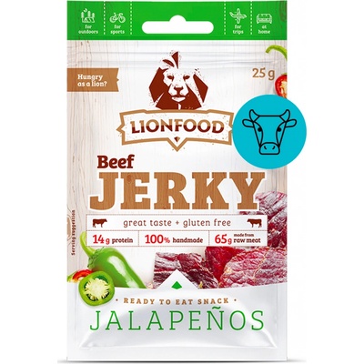 Lionfood Hovězí Jerky JALAPENOS 25 g