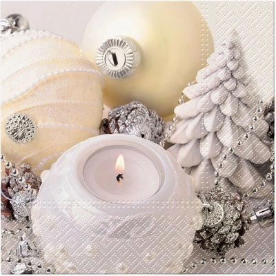 PAW Tete á Tete TL233700 Christmas White servítky 3V vianočné 20ks 33x33cm
