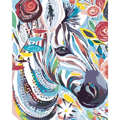 Zuty Malování podle čísel Květinová zebra 80 x 100 cm vypnuté plátno na rám