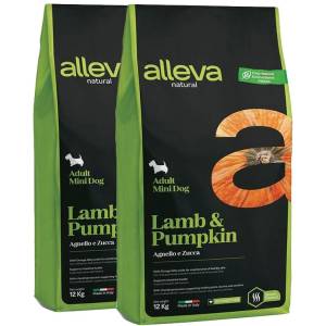 Alleva NATURAL кучешка агне и тиква възрастен мини 2 x 12 кг