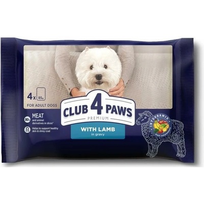 Сlub 4 Paws Premium pre dospelych psov malych plemien s jahňacím mäsom v omáčke 4 x 85 g