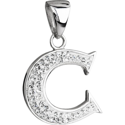 Evolution Group CZ Stříbrný přívěsek s krystaly Swarovski bílé písmeno C 34102.1