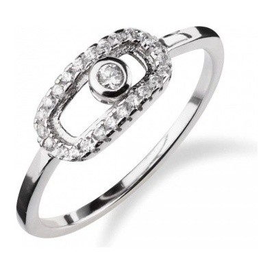 Meucci Stříbrný prsten s malým kulatým zirkonem a zirkony okolo SR118