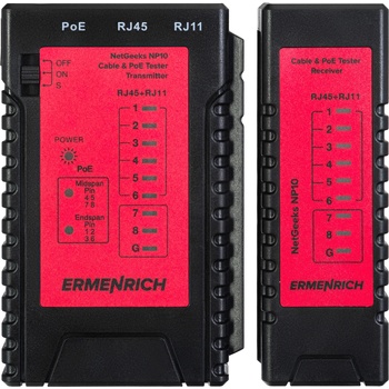 Levenhuk Кабелен и PoE тестер Ermenrich NetGeeks NP10 PoE тестер за midspan/endspan идентификация (82540)