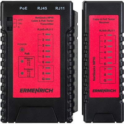 Levenhuk Кабелен и PoE тестер Ermenrich NetGeeks NP10 PoE тестер за midspan/endspan идентификация (82540)