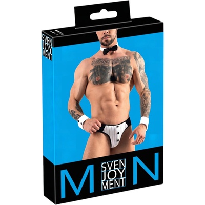 Svenjoyment - мъжки танга костюм сервитьор - черно-бял комплект - L
