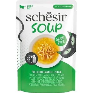 Schesir Cat Chicken with Carrot and Pumpkin Soup - Натурална супа с пиле, морков и тиква за котки 40 г