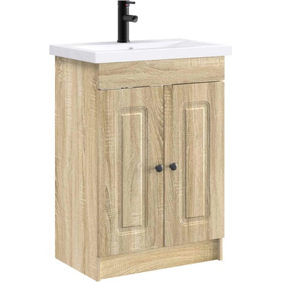 vidaXL Комплект мебели за баня Дъб сонома 56 x 37, 5 x 81 см (3404166)