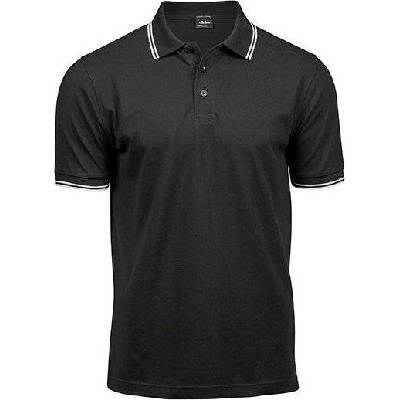 Tee Jays Luxusní pánská strečová polokošile s proužky 215g/m bílá TJ1407 černá