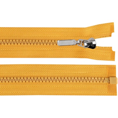 Kostěný zip No 5 délka 50 cm s ozdobným jezdcem, malé, 123 hořčicová