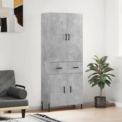 vidaXL Висок шкаф, бетонно сив, 69, 5x34x180 см, инженерно дърво (3198157)
