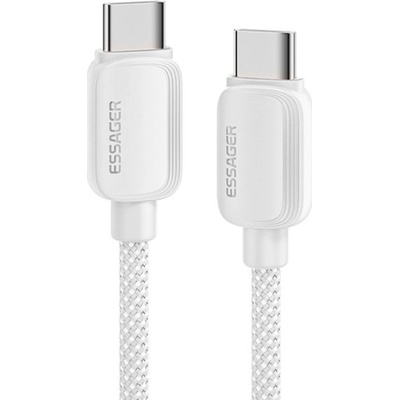 Essager ES-X46 opletený nabíjecí a datový USB-C na USB-C 2m stříbrný
