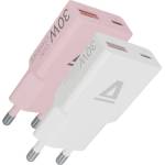 AVAX CH6412 30W GaN USB-C и USB-A бързо зарядно устройство, бяло+розово AVAX_CH6412 (AVAX_CH6412)