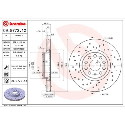 BREMBO Brzdový kotúč 0997721X