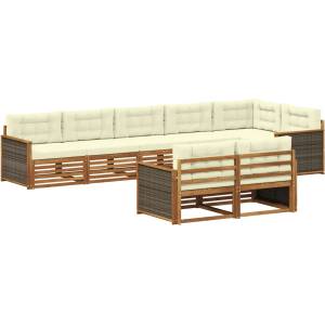 vidaXL Комплект дивани за открито 8 бр. 8-местни Натурален и Крема (3383498)