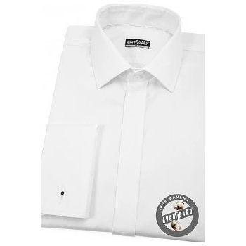 Avantgard pánská košile slim s krytou légou a dvojitými manžetami na manžetové knoflíčky bílá 133-91
