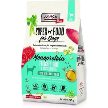 MAC's Mac’s Monoprotein Dog Adult GRAIN FREE - висококачествена храна за пораснали кучета от всички породи, податливи на алергии, с говеждо, 0, 750 кг - Германия - 90573